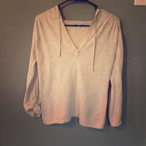 Tan hooded quarter length sleeve top